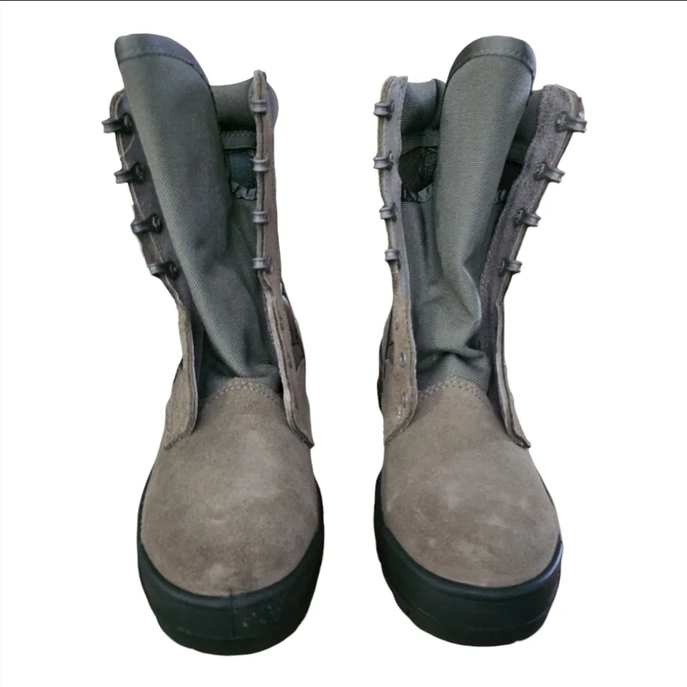 Military Combat Boots Green Waterproof High Top Hot Weather sz 5 New